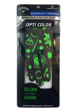 Callaway Opti Color Glow-In-The-Dark Golf Glove Size XS Left Hand Leather